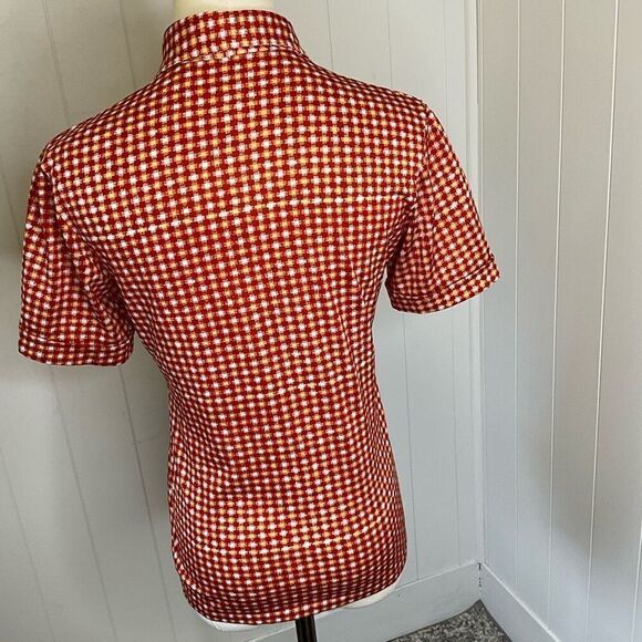 Ralph Lauren Womens Small Popover Polo Top Red White Dot Pattern Short Sleeves - Picture 7 of 11